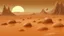Placeholder: инопланетный пейзаж со скалами и растениями на Марсе