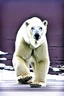 Placeholder: A polar bear with human feet