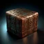 Placeholder: Create an image of old copper cube with strange runes