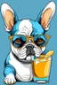 Placeholder: french bulldog in sunglasses drink cocktail cartoob