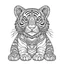 Placeholder: mandala baby tiger, happy, cute animals, full view, realistic, coloring page, only draw lines, coloring book, clean line art, –no sketch, color, –ar 3:4, white background, minimalistic black lines, minimal black color, low level black colors, coloring page, avoid thick black colors, thin black line art, avoid colors, perfect shape, perfect clear lines,