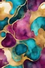 Placeholder: abstract golden, dark magenta and turquoise watercolors with golden outlines