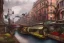 Placeholder: Corner Elevated Train run raid Train Canal River and corner shop greengrocer in colorful Italian street+Gothic city+BioShock+Dishonored+Bloodborne +trieste+Edinburgh+Chicago+victorian London+decòpunk Skyscraper+ +steampunk+biopunk+alphonse mucha, greg rutkowski,matte painting, cryengine, hyper detailed, felix kelly, fantasy art, seb mckinnon