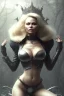 Placeholder: Pamela Anderson as evil queen in black leather, leather, busty, cleavage, angry, stern look. character design by cory loftis, fenghua zhong, ryohei hase, ismail inceoglu and ruan jia. unreal engine 5, artistic lighting, highly detailed, photorealistic, fantasy