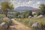 Placeholder: sunny day, clouds, rocks, trees, mountains, flowers, gustave caillebotte and pieter franciscus dierckx impressionism paintings