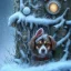 Placeholder: close up of sad, abandoned, miserable dog tied to a tree with family home in the background, winter, 8k resolution, high-quality, fine-detail, iridescent, intricate, digital art, detailed matte, volumetric lighting, illustration, 3D octane render, brian froud, howard lyon, selina french, anna dittmann, annie stokes, lisa parker, greg rutowski