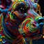 Placeholder: colourful ornate decorative man as a dog face,closeup, twisting, abstract psychedelic, 8 k, artstation.