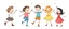 Placeholder: whimsical illustration of children playing and dancing. children's book style, on a white background