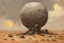 Placeholder: Grey sky, planet in the sky, rocks, cliffs, rocky arid land, 90's sci-fi movies influence, rodolphe wytsman and wilfrid de glehn impressionism paintings