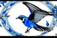 Placeholder: vitrail d'un geai bleu ailes déployées art déco d'après mucha