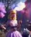 Placeholder: Ultra realistic wonderland photo, happy blonde woman smoking a shisha, blue dress, big purple-cat friend, circus dress style, old school tattoo, smoke, marijuana garden, glow eyes, perfect iris, soft color, highly detailed, unreal engine 5, cinematic, ultra detail, volumetric lighting, high definition.