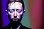 Placeholder: Stained glass rendering of Thom Yorke's face