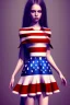 Placeholder: girl, cute, beautiful, American flag dress, long hair, digital art