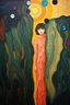 Placeholder: the gap between who you are now and who you are becoming; Surrealistic Gustav Klimt inspired painting.