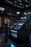 Placeholder: Star Wars Imperial Agent operating security console with flashing lights, warehouse background. Star Wars, scifi fantasy, ultra-realism, 8k UHD