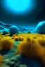Placeholder: sur une planète inconnue, le ciel est violet, les plantes sont mystérieuse et des yeux jaune nous fixe