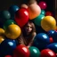 Placeholder: woman covered with balloons