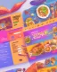 Placeholder: a food delivery web landing page design with a burst of colors and illustrations, hyper realism, and hyper details. sharp