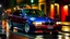 Placeholder: bmw m e46 1999 na tle ulicy z odbijającymi kolorowymi światłami