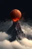 Placeholder: a mountain rises out of the mist into the night sky. at the peak, a dull clay ball is cracked in two by the sharp rocks, insides spilling out and flowing down the mountainside. cinematic lighting, realism,HD, jordan grimmer, artstation, grim mood, from below camera angle. a masterpiece, 8k resolution, dark fantasy concept art, by Greg Rutkowski, dynamic lighting, hyperdetailed, intricately detailed, Splash screen art, trending on Artstation, deep color, Unreal Engine, volumetric lighting,