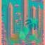 Placeholder: city, tropical, latino, plants, streets, risograph, flat design, 2 colors