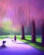 Placeholder: park mystical dream, park bench, man, woman, child, dog, trees, path, bird, sunshine, mystical, fantasy, romanticism, pastel colors, daylight, daytime, acrylic painting, detailed, soft focus,