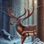 Placeholder: hawk dead deer full body forest background