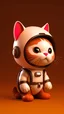 Placeholder: isometric view of a MINI cute hyperrealistic futuristic soldier cat wearing an astronaut helmet. white skin on spot brown. Cinematic, hyper detailed, brown GRADIENT background , highly detailed, zoomed out,