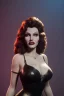 Placeholder: Rita Hayworth as evil queen in black leather, busty, cleavage, curvy, angry, stern look. character design by cory loftis, fenghua zhong, ryohei hase, ismail inceoglu and ruan jia. unreal engine 5, artistic lighting, highly detailed, photorealistic, fantasy