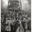 Placeholder: people riding a bus, Gustave Doré black and white illustration, detailed faces