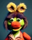 Placeholder: Portrait, waitress woman with monster muppet mask that covers her entire head, retro style, Sesame Street style, smooth, unreal engine 5, god lights, ray tracing, RTX, lumen lighting, ultra detail, volumetric lighting, 3d.