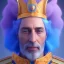 Placeholder: A portrait of a crystalised blue pink king, gold, sunny background, atmospheric, realistic, unreal engine, 8k. Cinematic lighting, octane render.