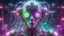 Placeholder: A mystic hi tech cyborg made of titanium, wires, cogs and transparent glass tubes in a nebula that has neon punk pastel colors that are glowing and are resembling colorfull toxic fumes of all colors, UE5, hyper detailed, fantasy