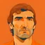 Placeholder: Illustration of a 40 year old Turkish man with brown hair, front view, orange background