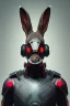 Placeholder: MCU Portrait, Front image, cyberpunk rabbit-woman, mask, black red color, latex suit, photo studio, highly detailed, concept art, smooth, unreal engine 5, god rays, ray tracing, RTX, lumen lighting, ultra detail, volumetric lighting, 3d, finely drawn, high definition, high resolution.