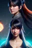 Placeholder: Middle age female anime warrior, wrinkles, orange eyes, gray hair with dark blue hair, ponytail hairstyle, waist up portrait,4k resolution, intricate details, ornate details, soft lighting, vibrant colors, retroanime, masterpiece, intricate eyeliner, dark eyeshadow, futuristic cityscape background