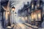 Placeholder: Prompt: a lantern glowing softly on a cobblestone street, mist swirling, with old Victorian houses lining the path, watercolor, mysterious, nocturnal