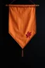 Placeholder: an autumn colored cloth banner hanging with embroidered leaves and slightly downward pointed bottom, on dark background