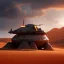 Placeholder: volumetric desert environment, Ralph McQuarrie style painting, armored hovercraft, highly detailed, renderman