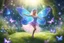 Placeholder: a cosmic beautiful smiling fairy dancer dancing in a magical lawn with a crystal creek and fairy butterfly