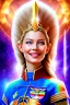 Placeholder: cosmic woman smile, admiral from the future, one fine whole face, crystalline skin, expressive blue eyes,rainbow, smiling lips, very nice smile, costume pleiadian, Beautiful tall woman pleiadian Galactic commander, ship, perfect datailed golden galactic suit, high rank, long blond hair, hand whit five perfect detailed finger, amazing big blue eyes, smilling mouth, high drfinition lips, cosmic happiness, bright colors, blue, pink, gold, jewels, realist, high commander