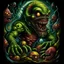 Placeholder: High_Quality_Art Digital Painting of Horror Monster creature genetic experiment by Richard Corben, Todd Schorr, T-Shirt Design, Black Background,