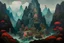 Placeholder: A mountain filled with nightmares painted by Qiu Ying