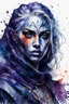 Placeholder: highly detailed, watercolor concept illustration of a female Drow seeress character , maximalist, sharp focus, highest resolution, in the style of Agnes Cecile, 8k, coarse, gritty textures