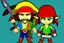 Placeholder: Cartoony and muscular Captain Jack Sparrow, Legend Of Zelda: Wind Waker style, stylized, colorful, adventurous.