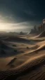 Placeholder: realistic photo of a landscape covered in sands that looks futuristic with futuristic lighting