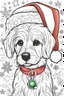 Placeholder: outline art for cute christmas style coloring pages with dog, white background, sketch sytle, only use outline, clean line art, white background, no shadows and clear and well outlined