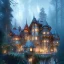 Placeholder: a magical house in the woods, vertical, vines, candlelit, endor, ornate, elegant, highly detailed, digital painting, artstation, concept art, smooth, sharp focus, illustration