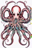Placeholder: Create a captivating modern 2d colorfull ink tattoo design for print , prestigious (Japanese Octopus) using the elegant influences of japan art style, for print, dynamic elements from fashion and design, and bold Japanese contemporary art aesthetics, framing centered in the center, distanced from the edges of the paper perimeter, perfect anatomy, bauhaus, Divine Proportion,