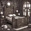 Placeholder: dwarven bed design, game art style